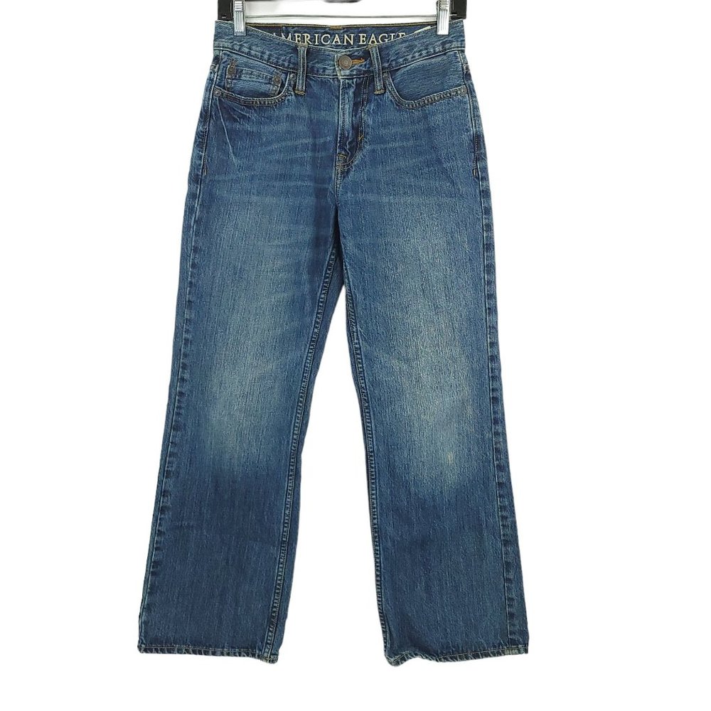 American Eagle Boot Cut Jeans Mens Size 26 Mid Rise Dark Wash Denim